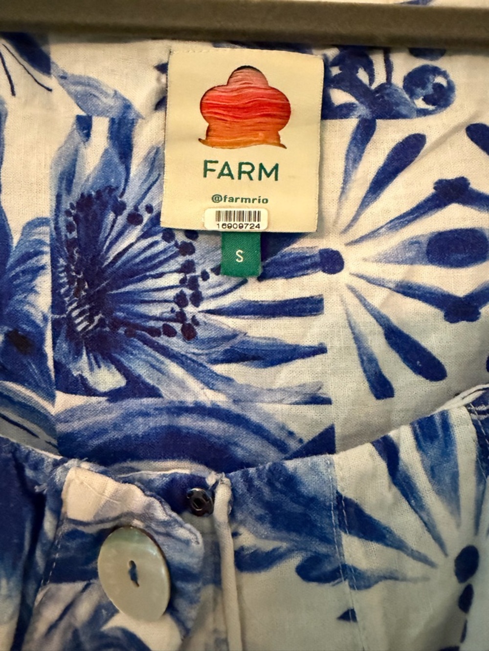 FARM Rio Blue and White Floral Midi Dress - Picture 4 of 6